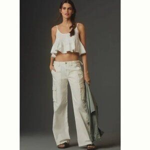 NWT Anthropologie Sanctuary Women's Reissue Cargo Pants Ivory XL
